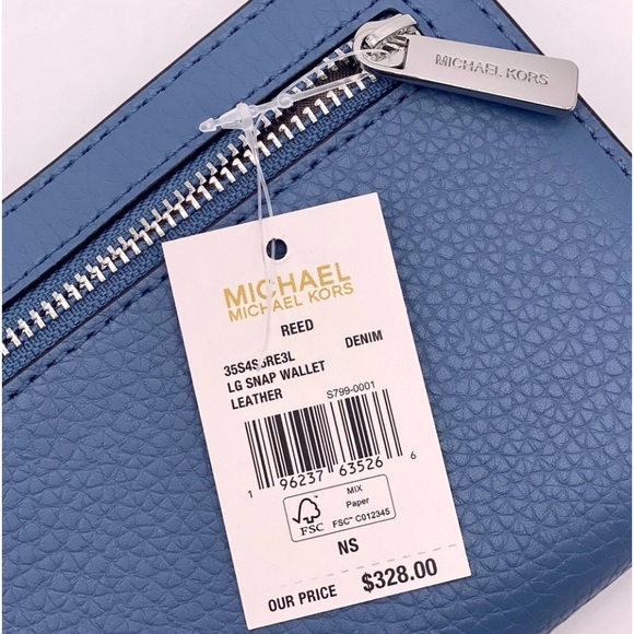 Michael Kors Reed Large Snap Bifold Wallet Denim Color - Picture 14 of 14